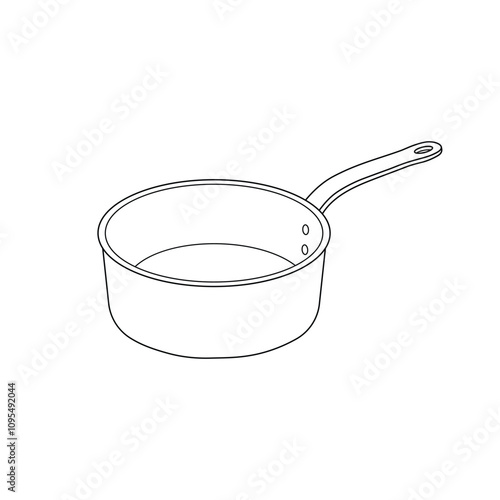 Hand drawn kids drawing sauce pan cartoon isolated