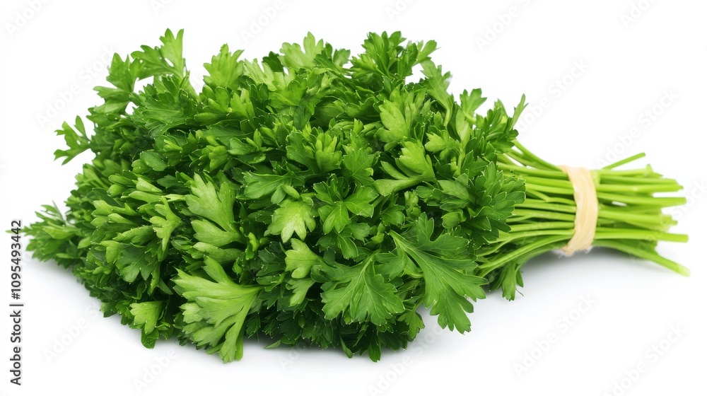 A bunch of fresh parsley with its bright green leaves and fresh aroma, Each sprig's clean flavor and culinary versatility captured with precision A bunch of fresh parsley with its bright green leaves and fresh aroma, Each sprig's clean flavor and culinary versatility captured with precision