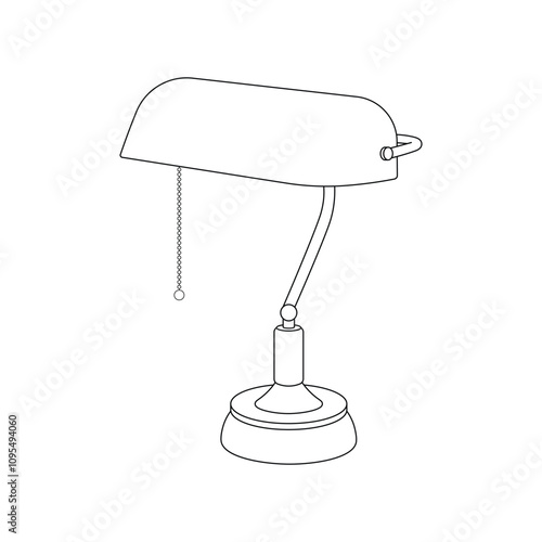 Hand drawn kids drawing vintage desk lamp cartoon isolated