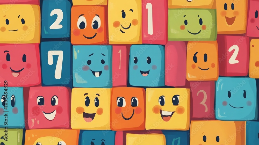 Cartoon numbers with faces for kids' math education Cartoon numbers with faces for kids' math education