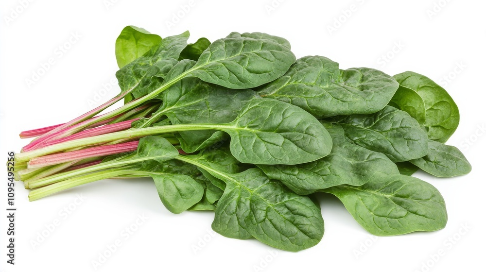 A bunch of fresh spinach leaves with their dark green color and tender texture, Each leaf’s delicate veins and vibrant hue captured with precision A bunch of fresh spinach leaves with their dark green color and tender texture, Each leaf’s delicate veins and vibrant hue captured with precision
