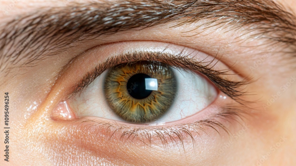 Macro shot of brown adult male eye with eyelashes and eyebrow. Macro shot of brown adult male eye with eyelashes and eyebrow.