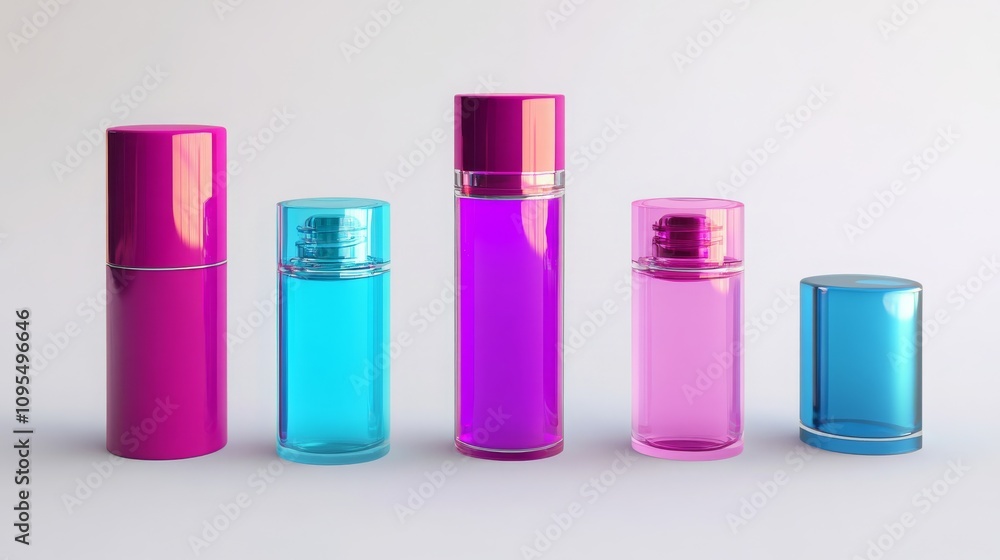 Perfume containers (glass/plastic) isolated for design. Perfume containers (glass/plastic) isolated for design.