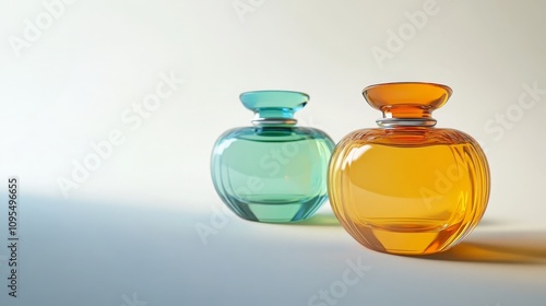 Perfume containers (glass/plastic) isolated for design. 