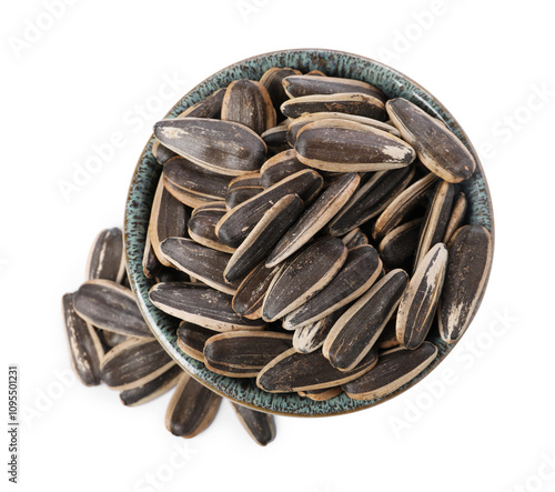 Wallpaper Mural Sunflower seeds in bowl isolated on white, top view Torontodigital.ca