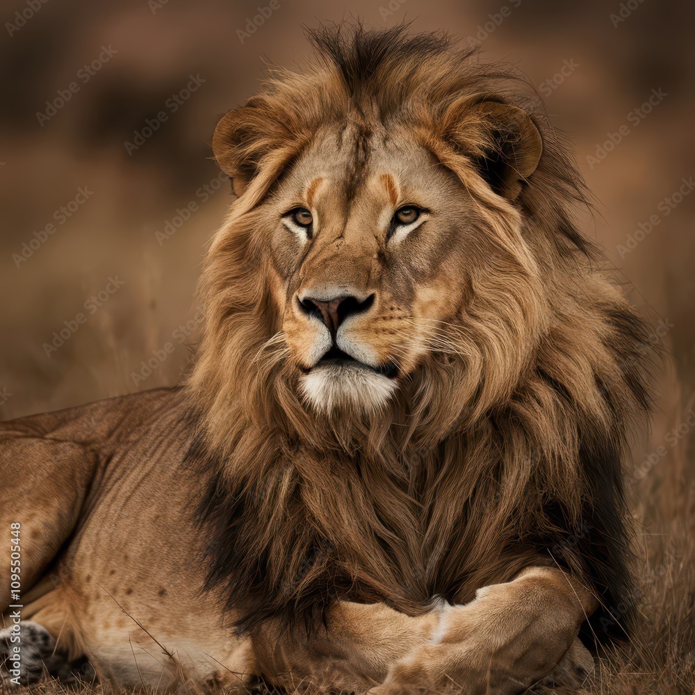an adult lion resting in the jungle an adult lion resting in the jungle