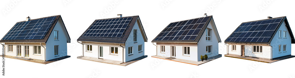 A set house which has solar panels on the roof on transparent background PNG A set house which has solar panels on the roof on transparent background PNG
