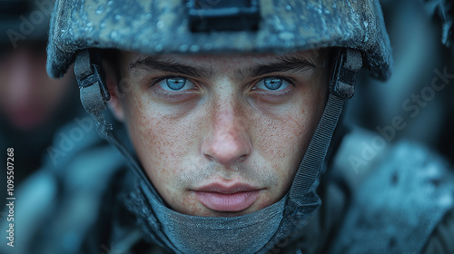 peacekeeper soldier in a protective helmet and an armored vest