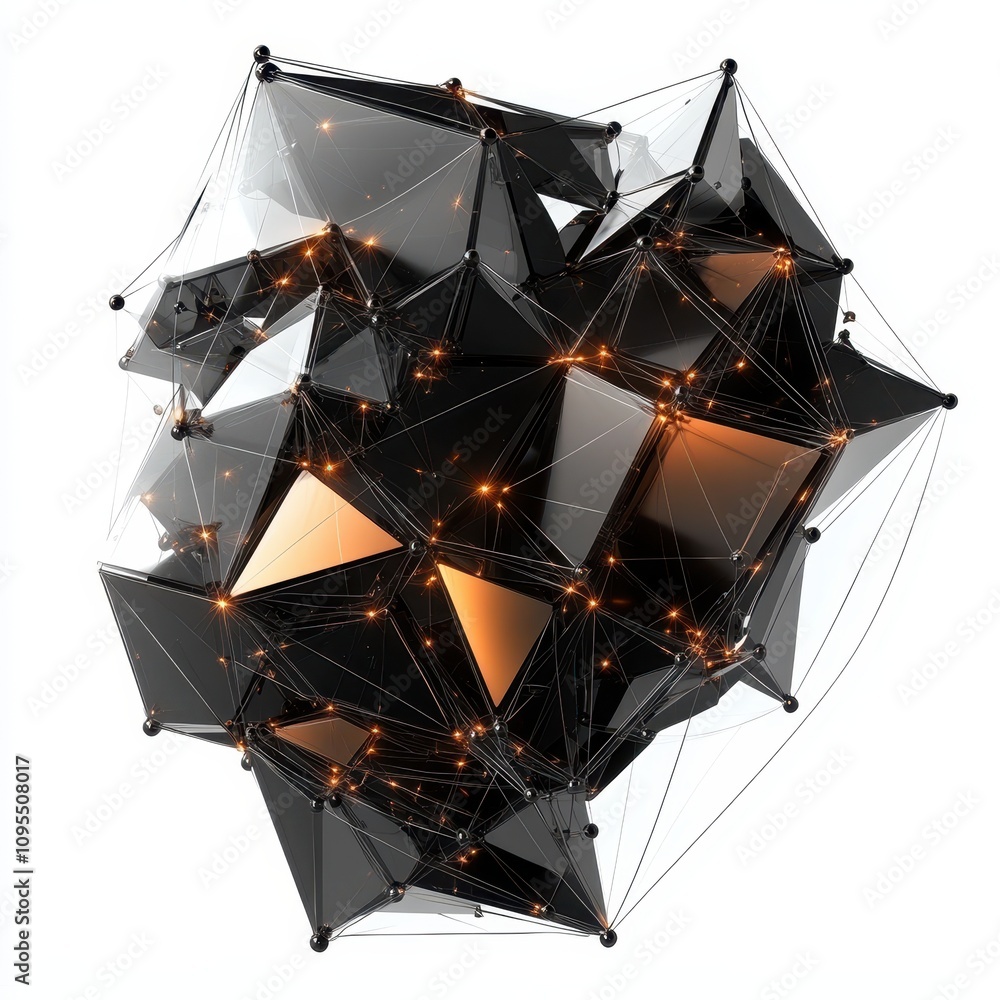 Geometric abstract structure with glowing connections Geometric abstract structure with glowing connections