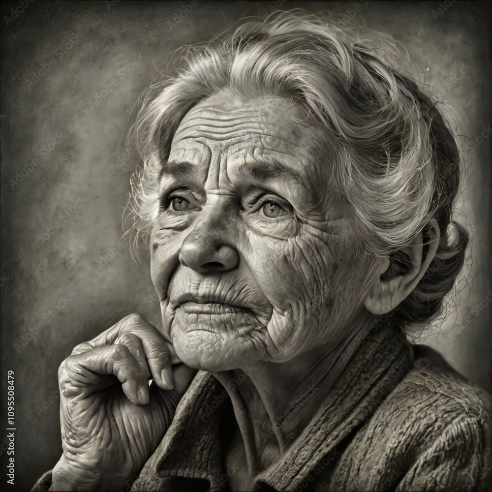 Thoughtful Elderly Woman Portrait Thoughtful Elderly Woman Portrait