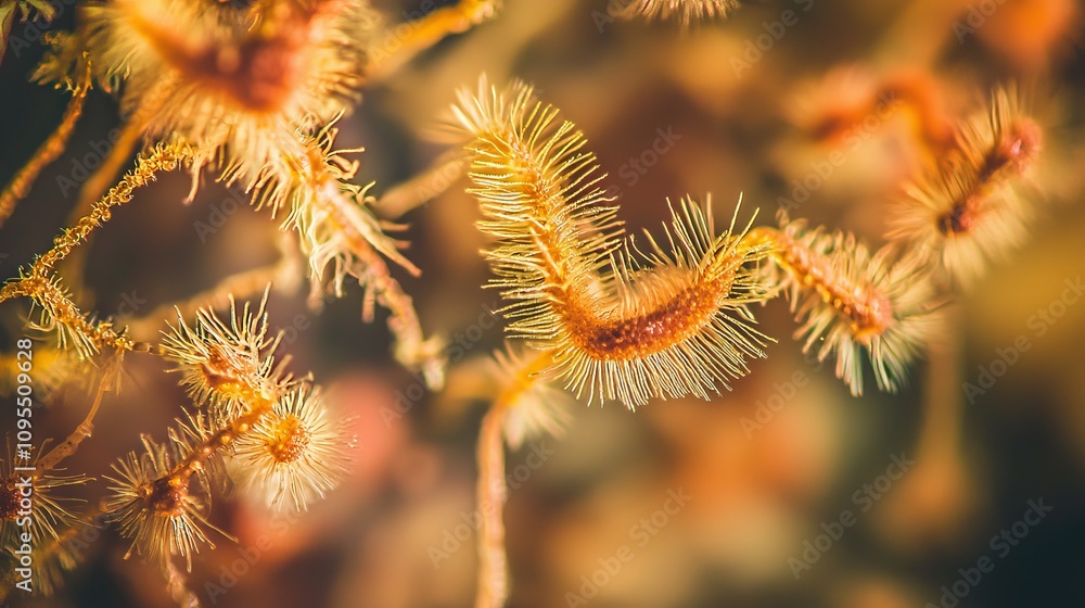 Obraz premium Close-up of vibrant, textured plant life showcasing intricate details and rich colors.