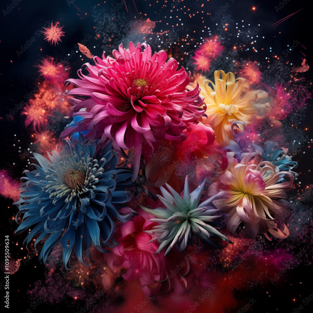 Fototapeta premium 3D flowers pattern