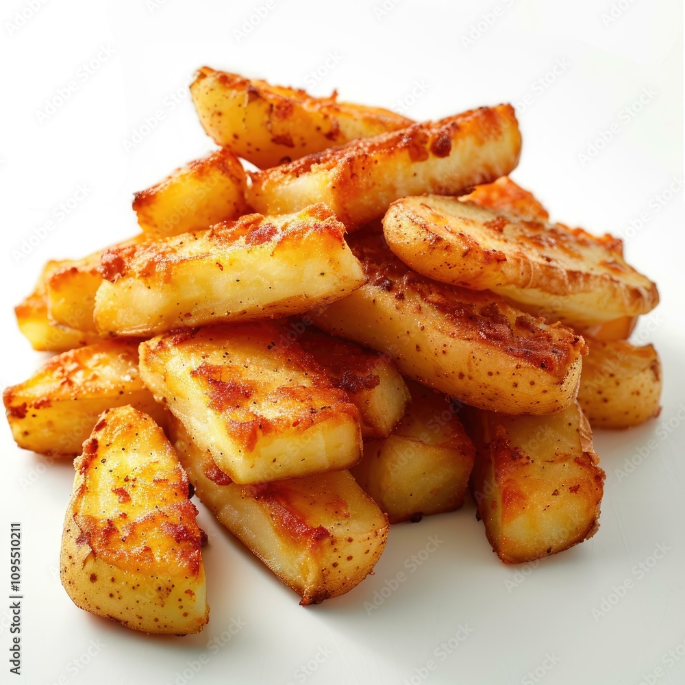 French Fried Potatoes on white background. French Fried Potatoes on white background.