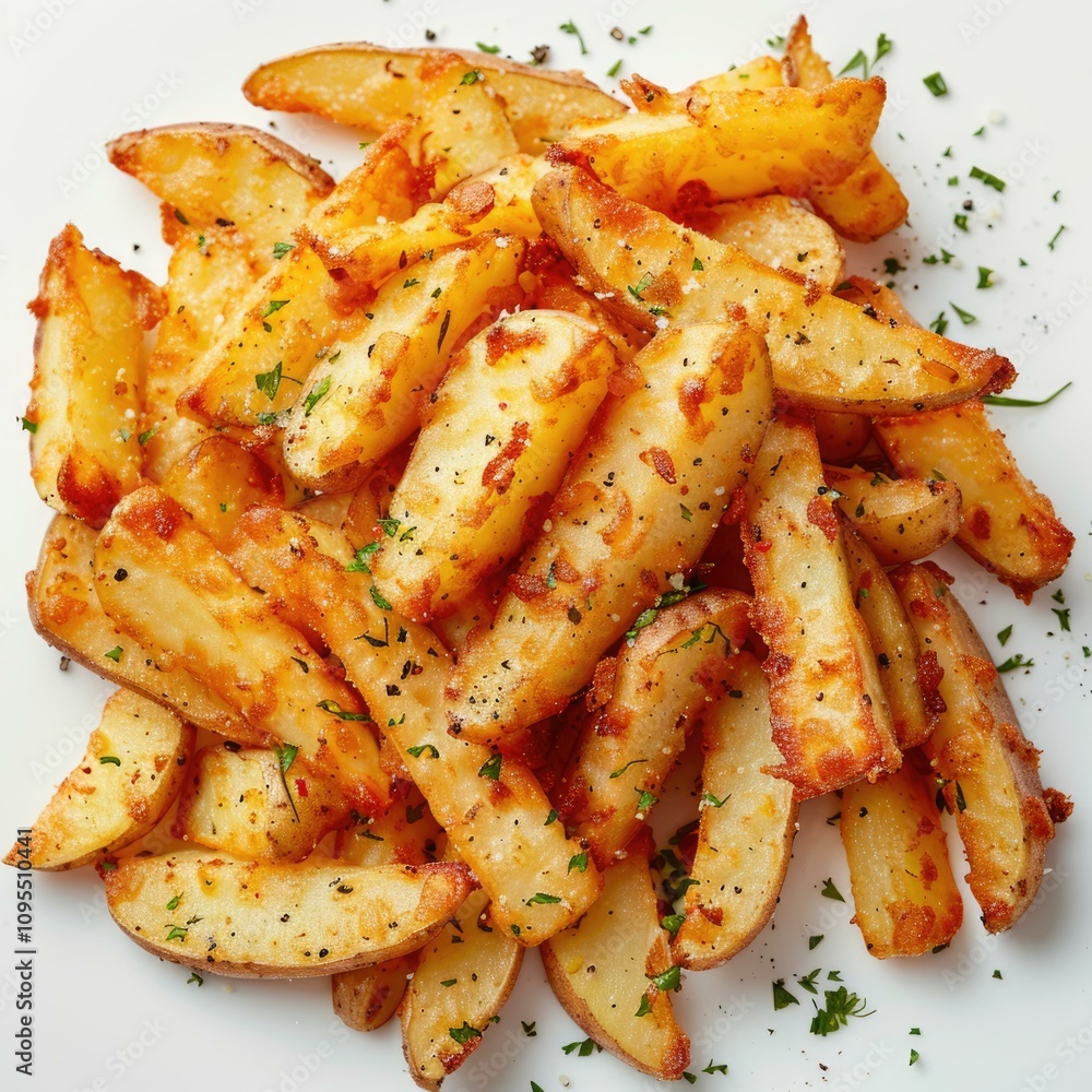 French Fried Potatoes on white background. French Fried Potatoes on white background.