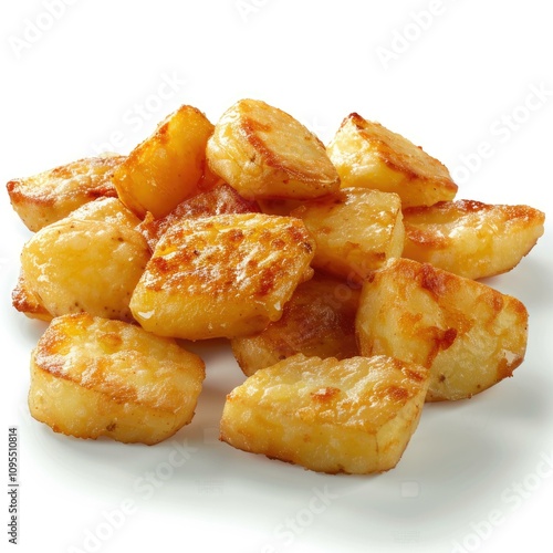 French Fried Potatoes on white background.