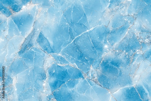 Crystal Blue and White Marble Texture with Shiny Highlights
