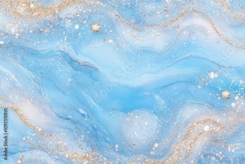 Vibrant Blue and Gold Marble Swirl Abstract Background
