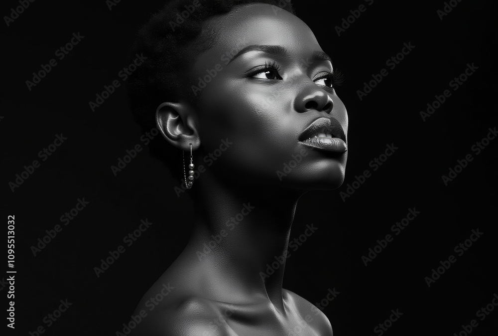 Dramatic black and white portrait of woman Dramatic black and white portrait of woman