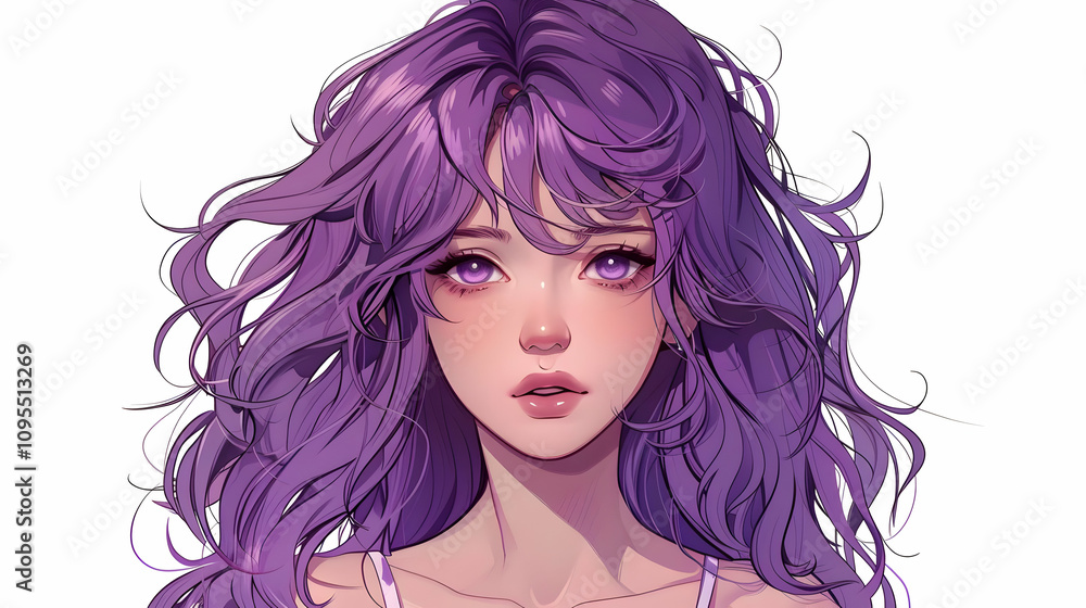 Purple Hair Anime Girl Illustration