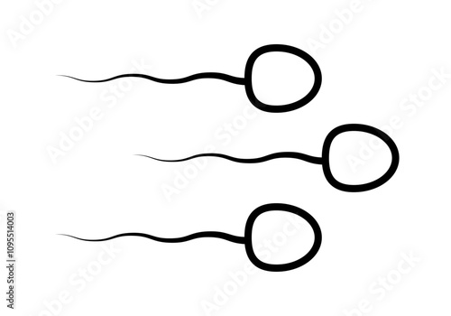 Icono negro de espermatozoide en fondo blanco