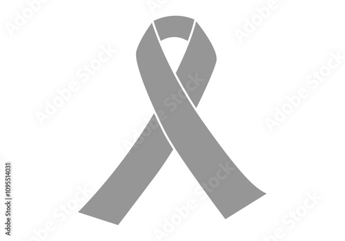 Lazo o cinta gris en fondo blanco