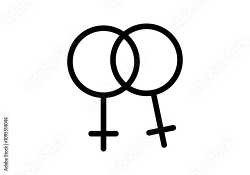 Icono negro de amor entre dos chicas lesbianas