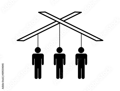 Icono negro de marionetas sujetando personas representando control sobre personas