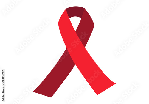 Lazo rojo por el vih o sida en fondo blanco