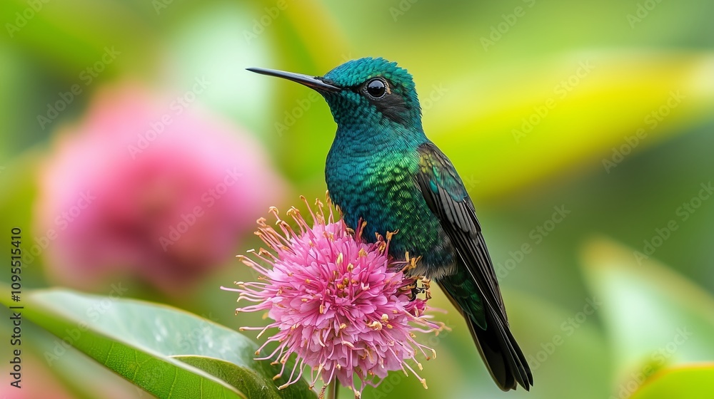 Fototapeta premium Hummingbird sitting on the flower