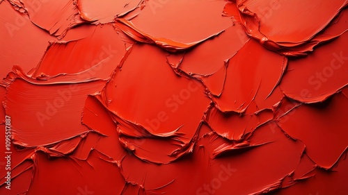 3D illustration: a textured background of smeared lipstick (thick paint) in vibrant red-orange hues, creating a dynamic and bold visual effect