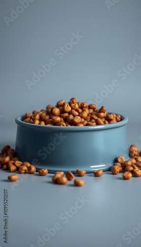 Bowl of Dog Food, Pet Nutrition, Dog Bowl, Kibble, Pet Care, Feeding Time, Everyday Pet Item, Healthy Diet, Animal Essentials, Simple Scene, Minimalist Design, Canine Meal, AI Generated