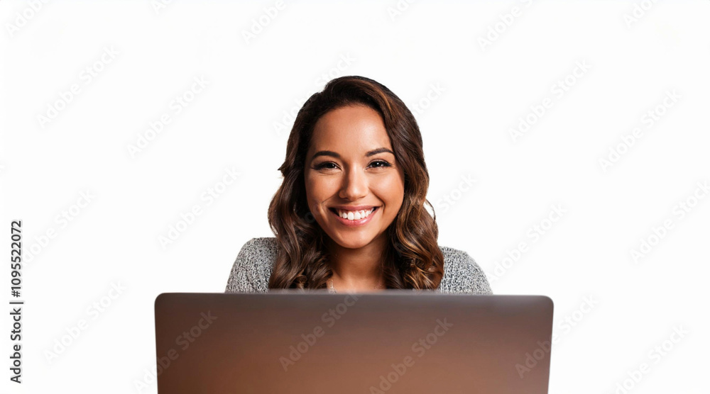 Una mujer de negocio sonriente en la oficina Una mujer de negocio sonriente en la oficina