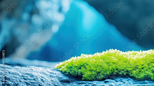 Glowing Bioluminescent Moss Lights up a Dim Cave in Stunning Macro Detail photo