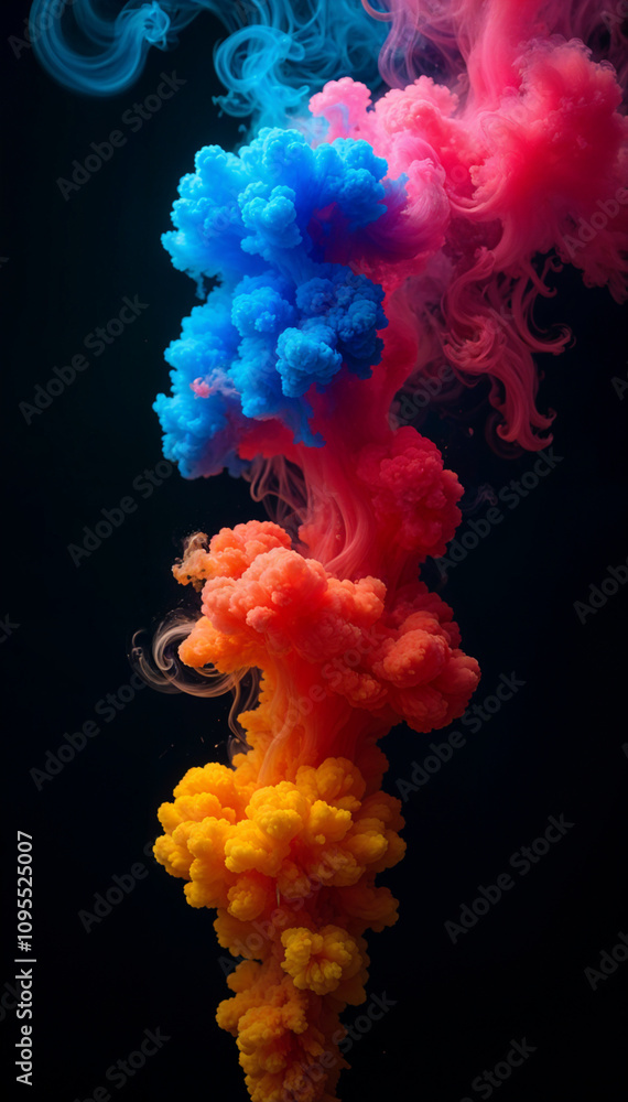 Vibrant Colorful Ink Explosions in Water, Abstract Art Vibrant Colorful Ink Explosions in Water, Abstract Art