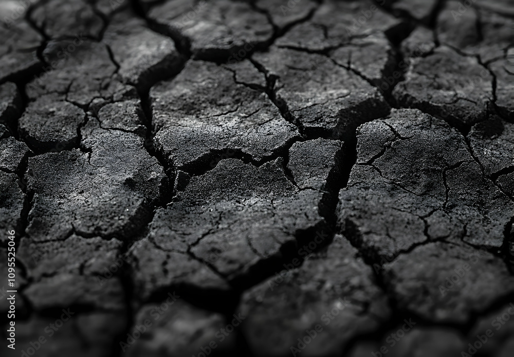 Fototapeta premium Close-Up Photography of Dry and Cracked Earth Surface Highlighting Texture and Patterns for Artistic or Nature-Themed Projects