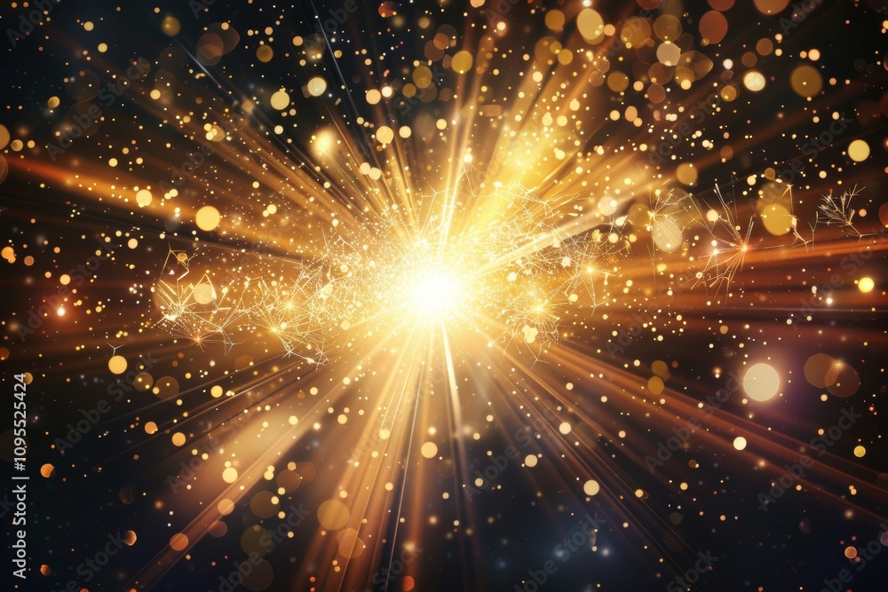 A Vibrant Golden Explosion of Light with Sparkles and Energetic Light Rays for a Stunning Visual Experience A Vibrant Golden Explosion of Light with Sparkles and Energetic Light Rays for a Stunning Visual Experience