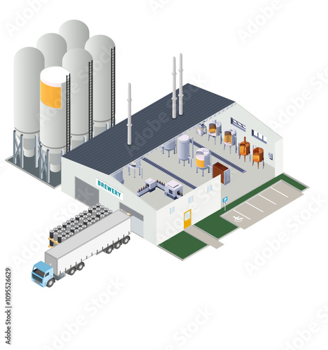View of a modern brewery building