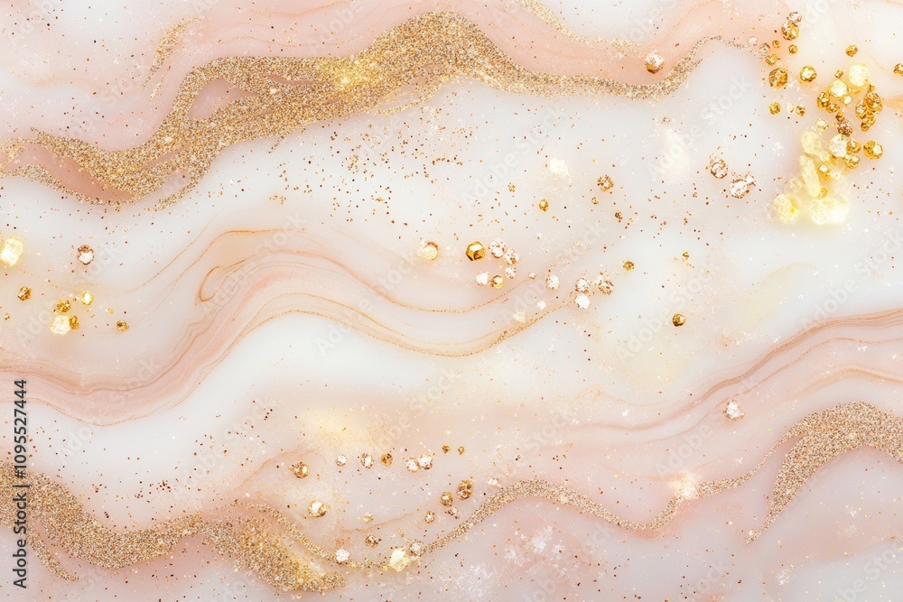 Obraz premium Rose Gold and White Marble with Glittering Highlights