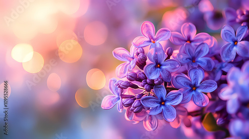 Whispers of Purple: Delicate Lilac Blossoms with a Golden Bokeh Backdrop