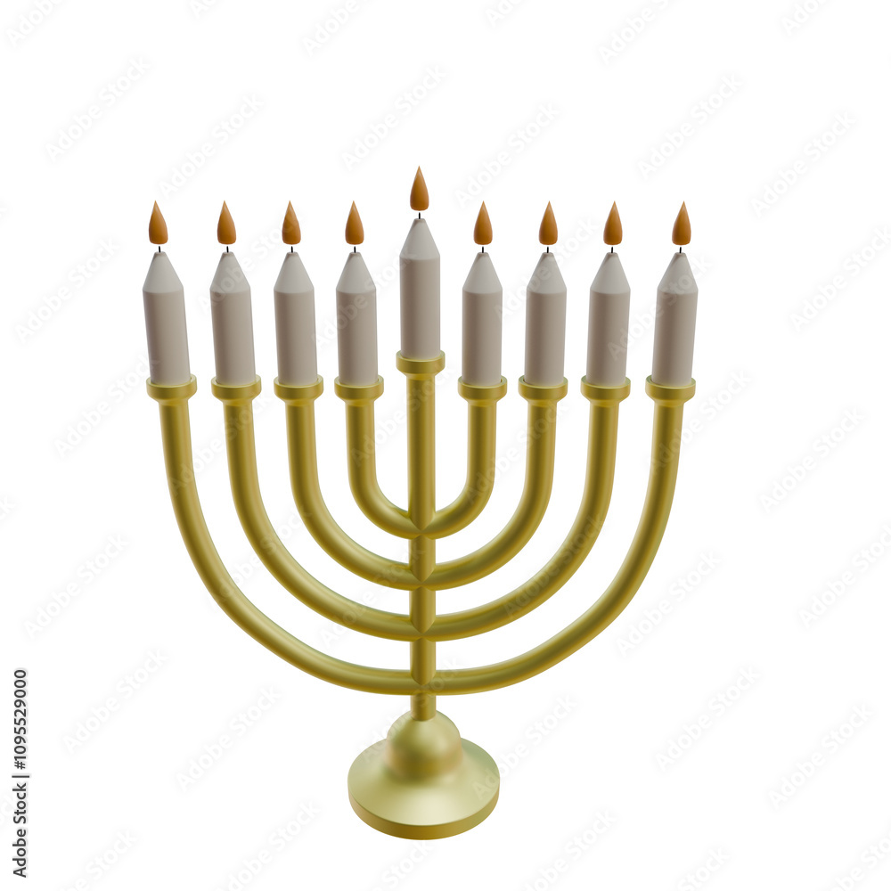 The Hanukkah Menorah Is Isolated On a white background. 3D render illustration The Hanukkah Menorah Is Isolated On a white background. 3D render illustration