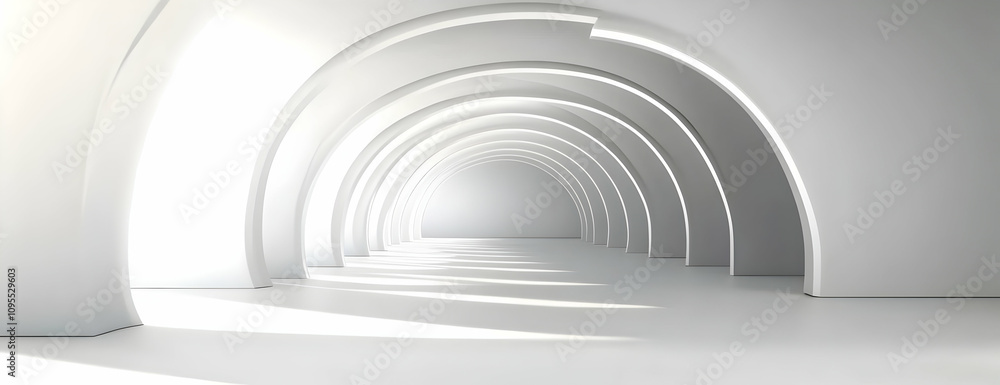 Modern Minimalistic Space Featuring Curved Lines and Smooth Background Illuminated by Soft Light in a Simple White Environment Modern Minimalistic Space Featuring Curved Lines and Smooth Background Illuminated by Soft Light in a Simple White Environment