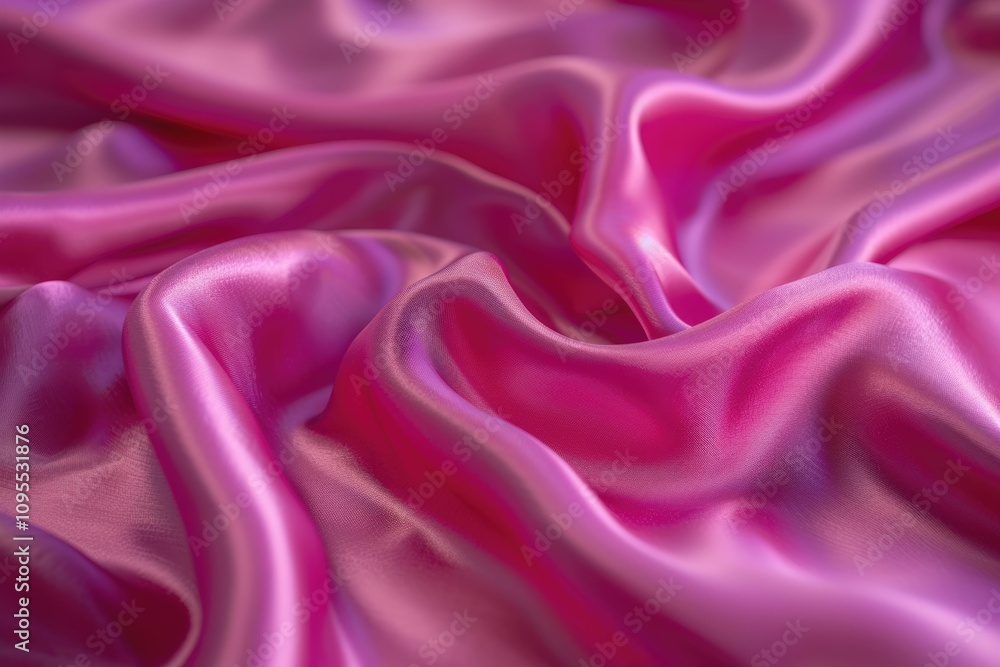 Fototapeta premium Vibrant hot pink silk fabric with shimmering ripples.