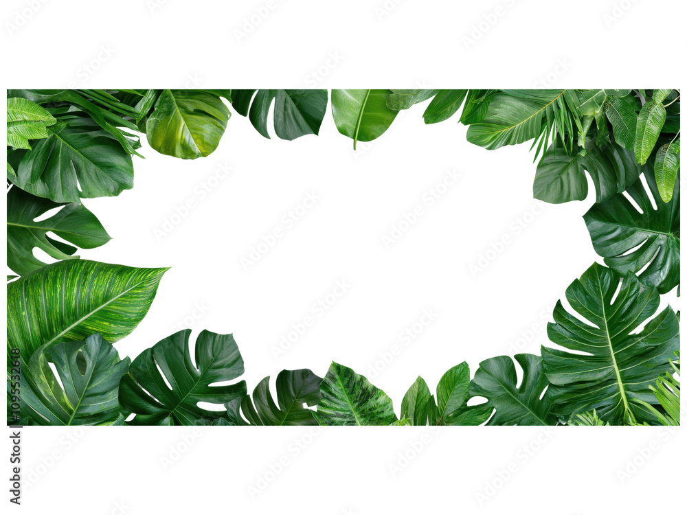 Fototapeta premium Tropical Green Leaves Frame for Background or Design