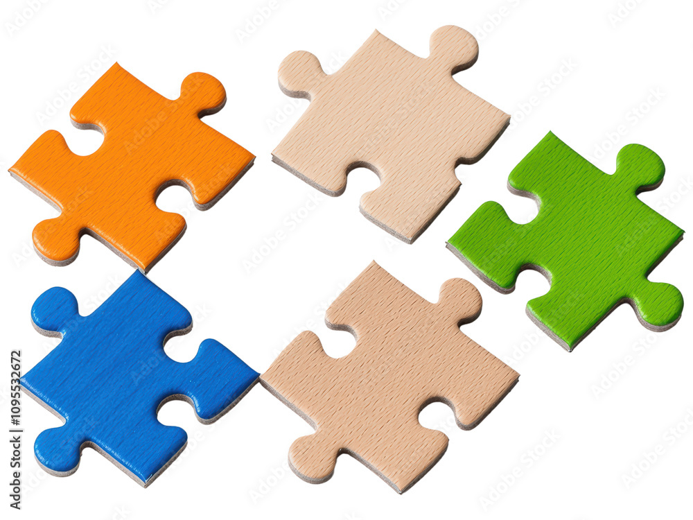 Colorful Puzzle Pieces on White Background Colorful Puzzle Pieces on White Background