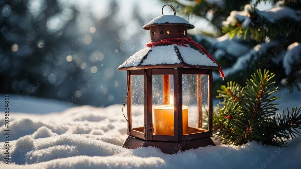Christmas lantern in the snow Christmas lantern in the snow