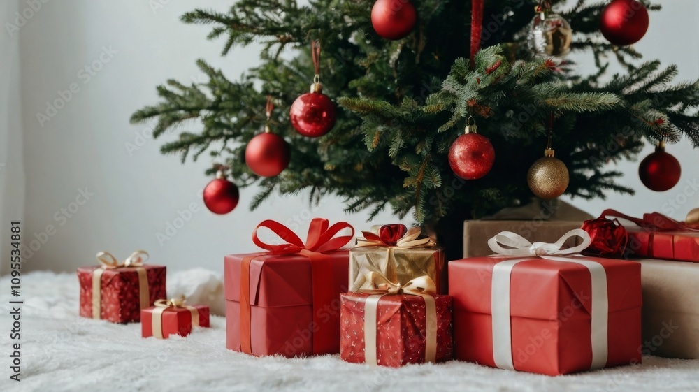 Christmas tree and gifts box. Christmas tree and gifts box.