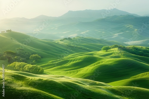 Beautiful aerial view of Tuscany Hills Italy in spring.