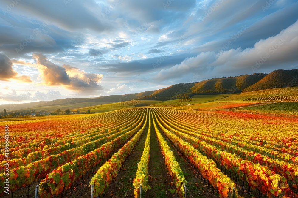 Autumn vineyards in Burgundy France. Harvest season in Saint Romain. Autumn vineyards in Burgundy France. Harvest season in Saint Romain.