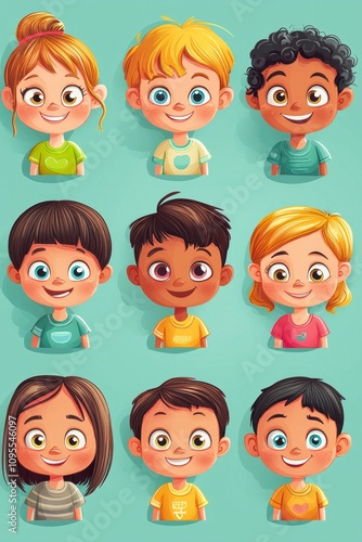 Playful People Character Icons for children, with friendly and inviting expressions. 