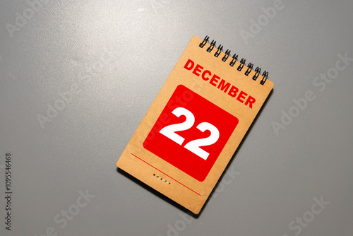 Vintage photo, December 22th. Date of 22 December on wooden cube calendar photo